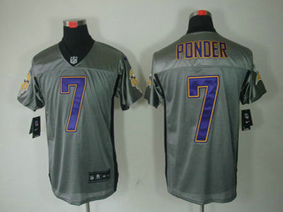 Nike Minnesota Vikings 7 Christian Ponder Gray Elite Jersey