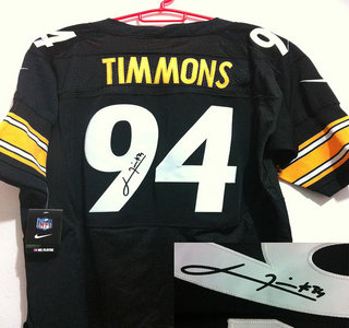 Nike NFL Pittsburgh Steelers 94 Lawrence Timmons Black Signed Elite Jerseys