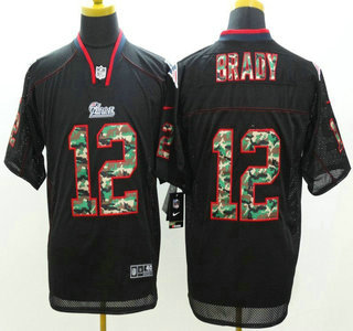 Nike New England Patriots #12 Tom Brady Black With Camo Elite Jersey
