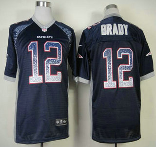 Nike New England Patriots #12 Tom Brady 2013 Drift Fashion Blue Elite Jersey