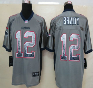 Nike New England Patriots #12 Tom Brady Drift Fashion Grey Elite Jersey