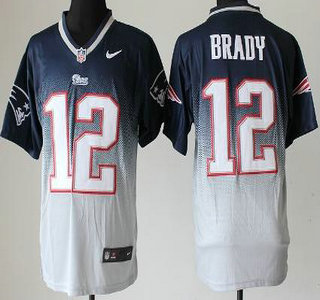 Nike New England Patriots #12 Tom Brady Drift Fashion II Blue With Grey 2013 Elite Jersey