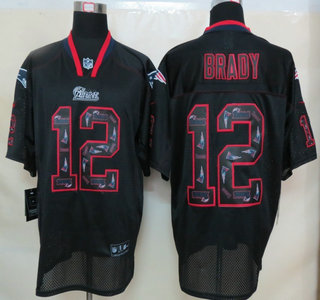 Nike New England Patriots #12 Tom Brady Lights Out Black Elite Jersey