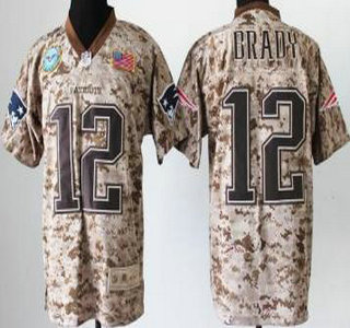 Nike New England Patriots #12 Tom Brady Salute to Service Digital Camo Elite Jersey