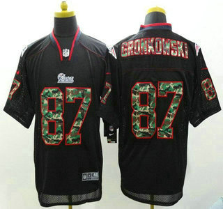 Nike New England Patriots #87 Rob Gronkowski Black With Camo Elite Jersey