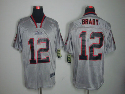 Nike New England Patriots 12 Tom Brady Lights Out Black Name Grey Elite Jerseys