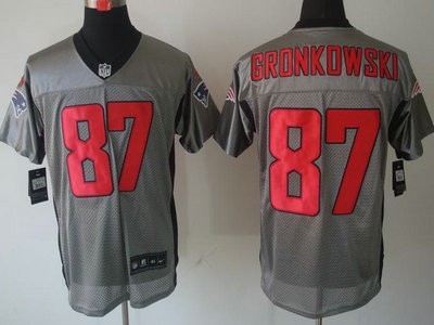 Nike New England Patriots 87 Rob Gronkowski Grey Shadow Jerseys