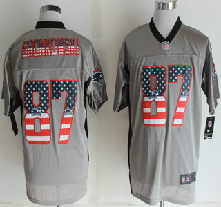 Nike New England patriots #87 Rob Gronkowski 2014 USA Flag Fashion Grey Shadow Elite Jersey