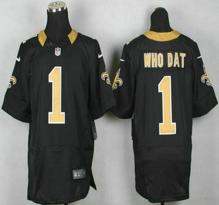 Nike New Orleans Saints #1 Who Dat Black Elite Jersey