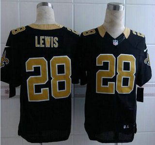 Nike New Orleans Saints #28 Keenan Lewis Elite Black Jersey