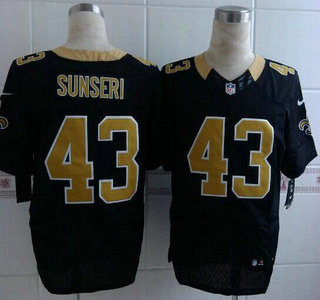 Nike New Orleans Saints #43 Vinnie Sunseri Black Elite Jersey