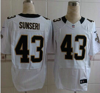 Nike New Orleans Saints #43 Vinnie Sunseri White Elite Jersey