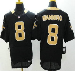 Nike New Orleans Saints #8 Archie Manning Black Elite Jersey