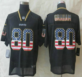 Nike New Orleans Saints #80 Jimmy Graham 2014 USA Flag Fashion Black Elite Jersey