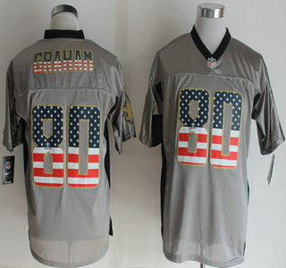 Nike New Orleans Saints #80 Jimmy Graham 2014 USA Flag Fashion Grey Shadow Elite Jersey
