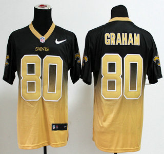 Nike New Orleans Saints #80 Jimmy Graham Drift Fashion II Black With Gold 2013 Elite Jersey