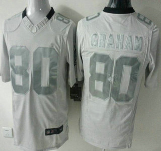 Nike New Orleans Saints #80 Jimmy Graham White Platinum Limited Jersey