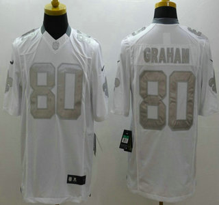 Nike New Orleans Saints #80 Jimmy Graham White Platinum Limited Jersey