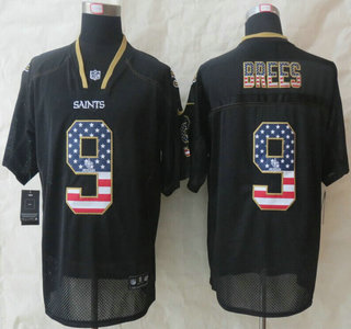 Nike New Orleans Saints #9 Drew Brees 2014 USA Flag Fashion Black Elite Jersey