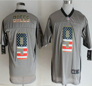 Nike New Orleans Saints #9 Drew Brees 2014 USA Flag Fashion Grey Shadow Elite Jersey