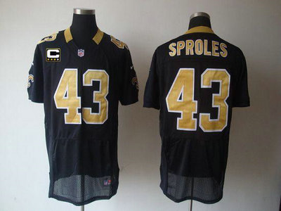 Nike New Orleans Saints 43 Darren Sproles Black With C Patch Elite Jersey