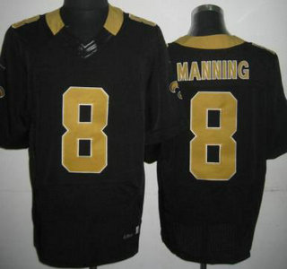 Nike New Orleans Saints 8 Archie Manning Black Elite NFL Jersey