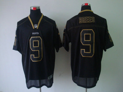 Nike New Orleans Saints 9 Drew Brees Lights Out Black Elite Jerseys