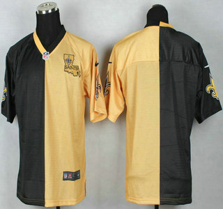 Nike New Orleans Saints Blank Black With Gold Two Tone Elite Jersey