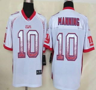 Nike New York Giants #10 Eli Manning Drift Fashion White Elite Jersey