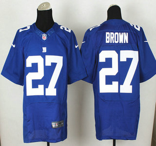 Nike New York Giants #27 Stevie Brown Blue Elite Jersey