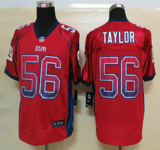 Nike New York Giants #56 Lawrence Taylor Drift Fashion Red Elite Jersey