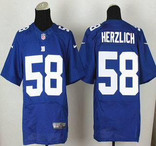 Nike New York Giants #58 Mark Herzlich Blue Elite Jersey