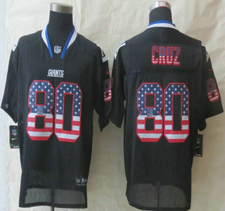 Nike New York Giants #80 Victor Cruz 2014 USA Flag Fashion Black Elite Jersey