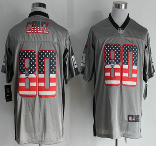 Nike New York Giants #80 Victor Cruz 2014 USA Flag Fashion Gray Elite Jersey