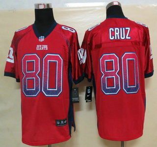 Nike New York Giants #80 Victor Cruz Drift Fashion Red Elite Jersey