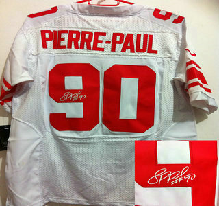 Nike New York Giants #90 Jason Pierre-Paul White Signed Elite Jersey