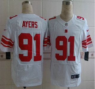 Nike New York Giants #91 Robert Ayers Elite White Jersey