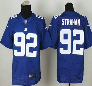 Nike New York Giants #92 Michael Strahan Blue Elite Jersey