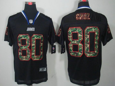 Nike New York Giants 80 Victor Cruz Black With Camo Elite Jersey