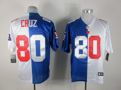 Nike New York Giants 80 Victor Cruz Blue and White Split Elite Jerseys