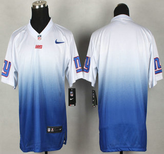 Nike New York Giants Blank White With Blue Fadeaway Elite Jersey 