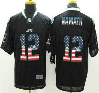Nike New York Jets #12 Joe Namath 2014 USA Flag Fashion Black Elite Jersey
