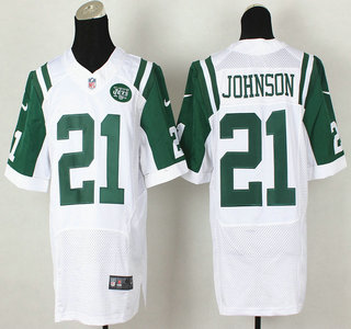 Nike New York Jets #21 Chris Johnson White Elite Jersey