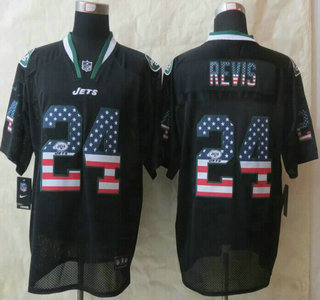 Nike New York Jets #24 Darrelle Revis 2014 USA Flag Fashion Black Elite Jersey
