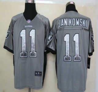Nike Oakland Raiders #11 Sebastian Janikowski Drift Fashion Grey Elite Jersey