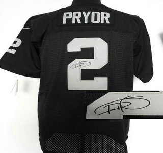Nike Oakland Raiders #2 Terrelle Pryor Black Elite Signed Jersey