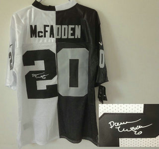 Nike Oakland Raiders #20 Darren McFadden Black and White Split Signed Jersey