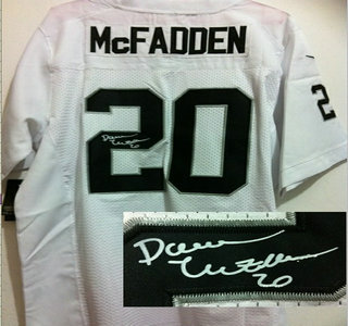 Nike Oakland Raiders #20 Darren McFadden White Signed Elite NFL Jersey