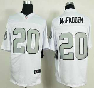 Nike Oakland Raiders #20 Darren McFadden White With Silvery Elite Jersey