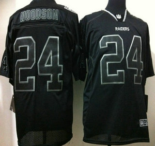 Nike Oakland Raiders #24 Charles Woodson Lights Out Black Elite Jersey